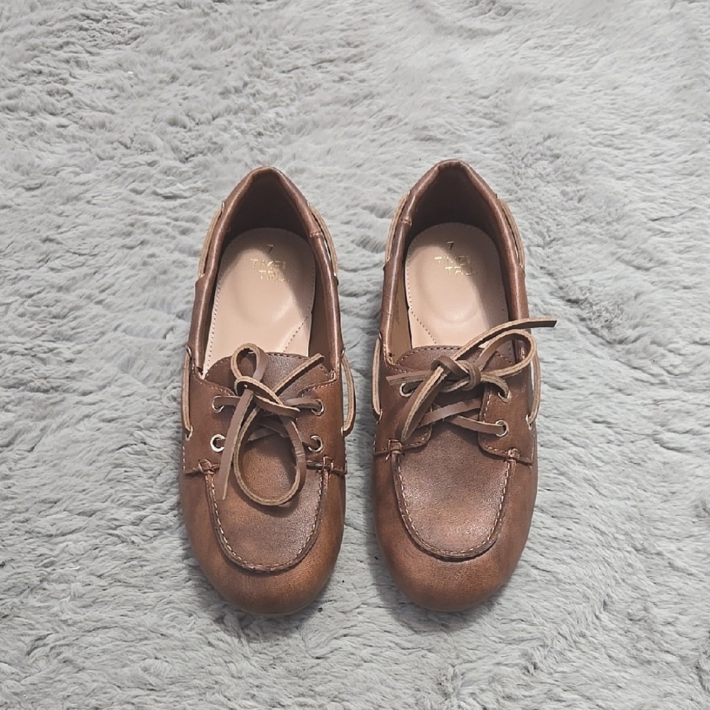 Brown faux leather Boat Shoes - size 7